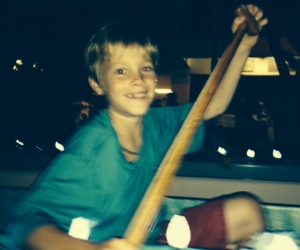 Joel paddling the Keauhou Canoe Club into Light Parade history